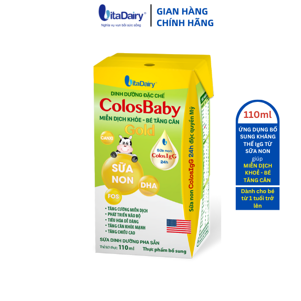 SBPS Colosbaby Gold giúp bé tăng cân, miễn dịch khỏe, phát triển toàn diện / Lốc 4 hộp 110ml - VitaDairy