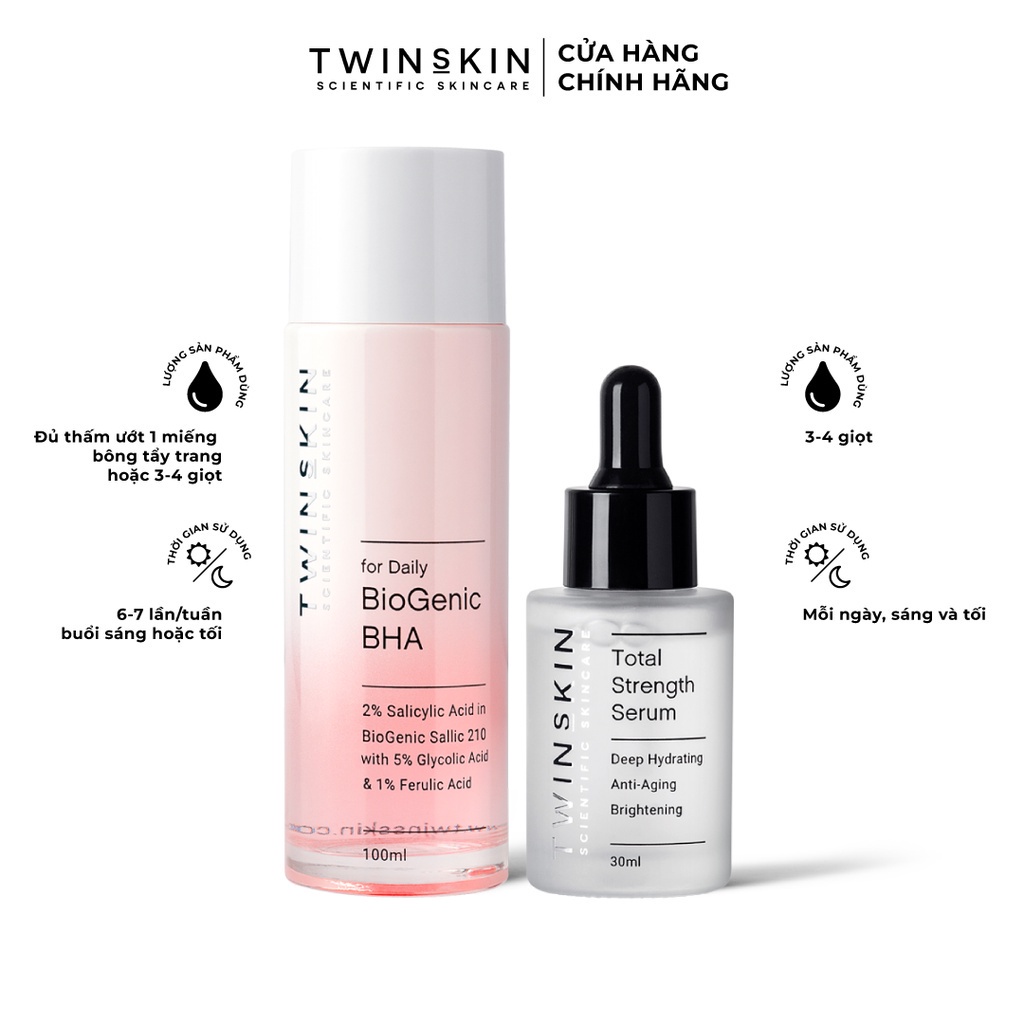 BASIC-DA NHẠY CẢM Combo tẩy tế bào chết tăng đàn hồi cấp nước phục hồi giảm mụn dùng hàng ngày TWINSSKIN 100ml