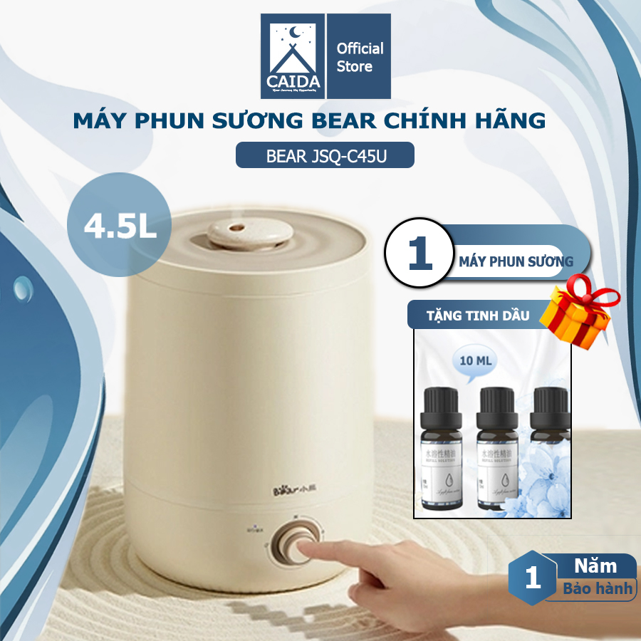 Máy phun sương Bear làm mát tại nhà Máy phun sương Bear tạo ẩm phòng khuếch tán tinh dầu Dung tích 4.5L