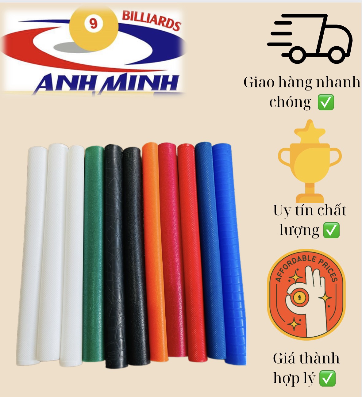 Ruốc bọc cơ bida cao su giá 58k/cái