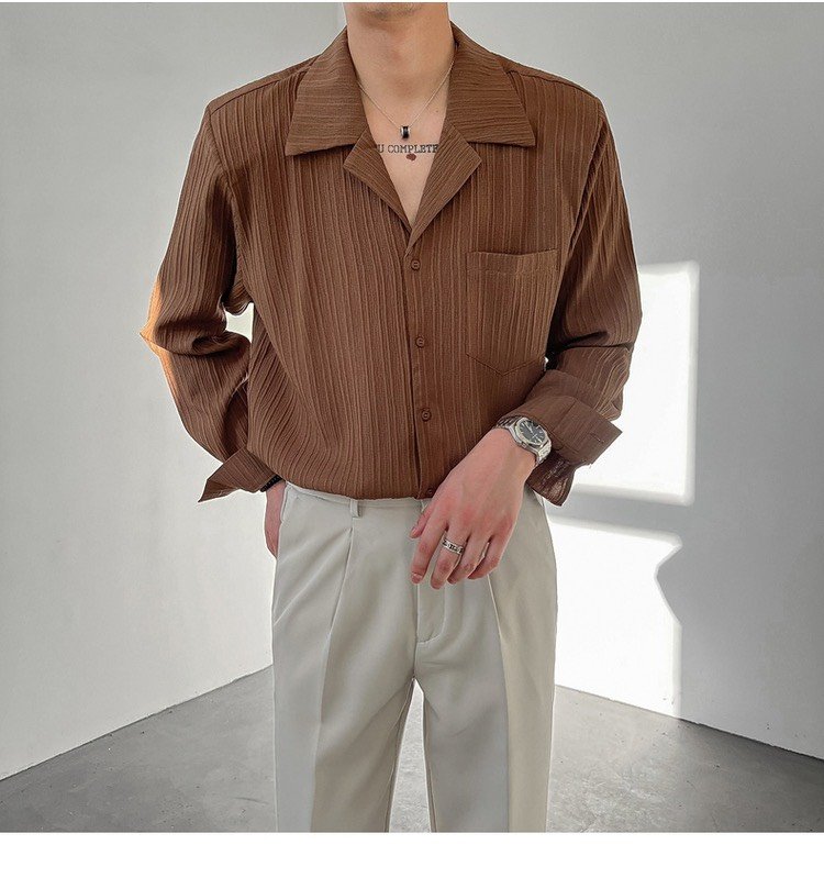 Sơ mi nam cổ vest sang trọng tay dài DEC - Layunisex