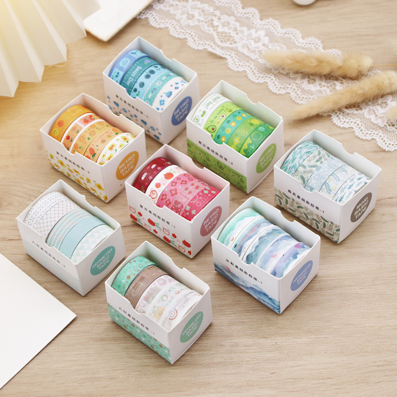 5 Cuộn 2m Washi Băng dính Trang trí Trang trí sổ tay cute washi tapes