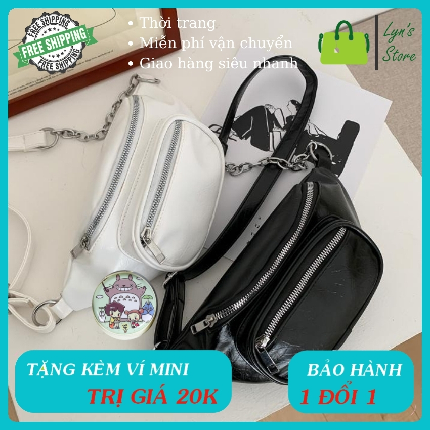 Túi đeo chéo - TẶNG KÈM VÍ MINI CẦM TAY TRỊ GIÁ 20K - Phong Cách Hàn Quốc - Da cao cấp không bong tróc , Không phai màu theo thời gian (2 Màu ) - Lyn Fashion - LYN02