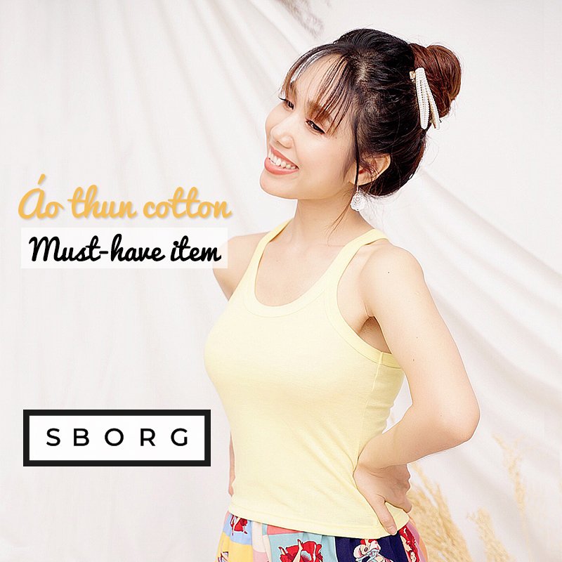 [HCM]Áo ba lỗ nữ SBORG thun cotton trơn co giãn 4 chiều sát nách phong cách thời trang sport năng động đơn giản freesize dưới 55kg thuận tiện mặc ngủ chơi thể thảo hoặc phối jeans thoải mái dễ chịu