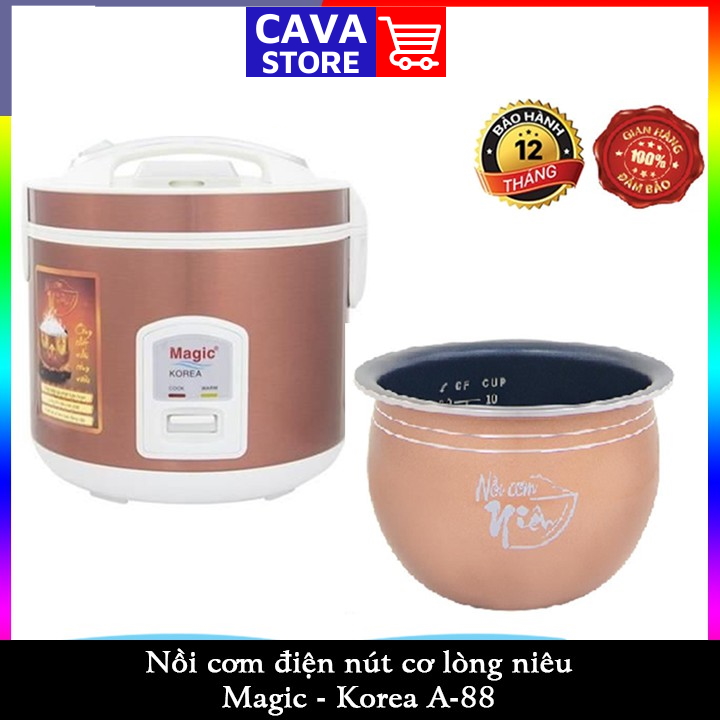 Nồi cơm điện 2l magic korea a-88 lòng niêu tròn nhiệt 3d công suất 650w bảo hành 12 tháng