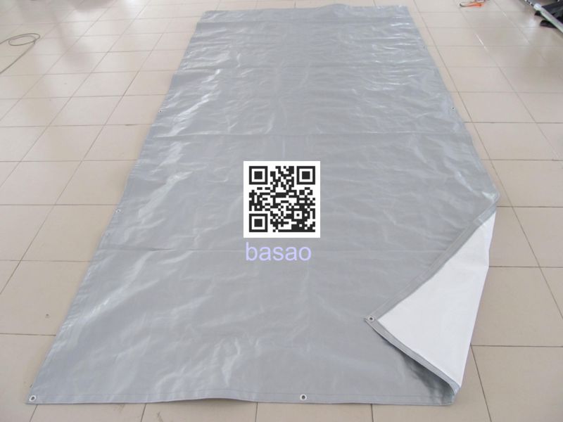 Tấm bạt kích thước 1,25m x 2,5m, màu trắng - xám, may sẵn, không thấm nước