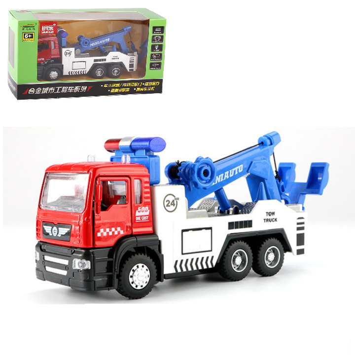 Mô hình xe ô tô cứu hộ bằng hợp kim và nhựa đồ chơi cho trẻ em có âm thanh và đèn xe chạy bằng cót
