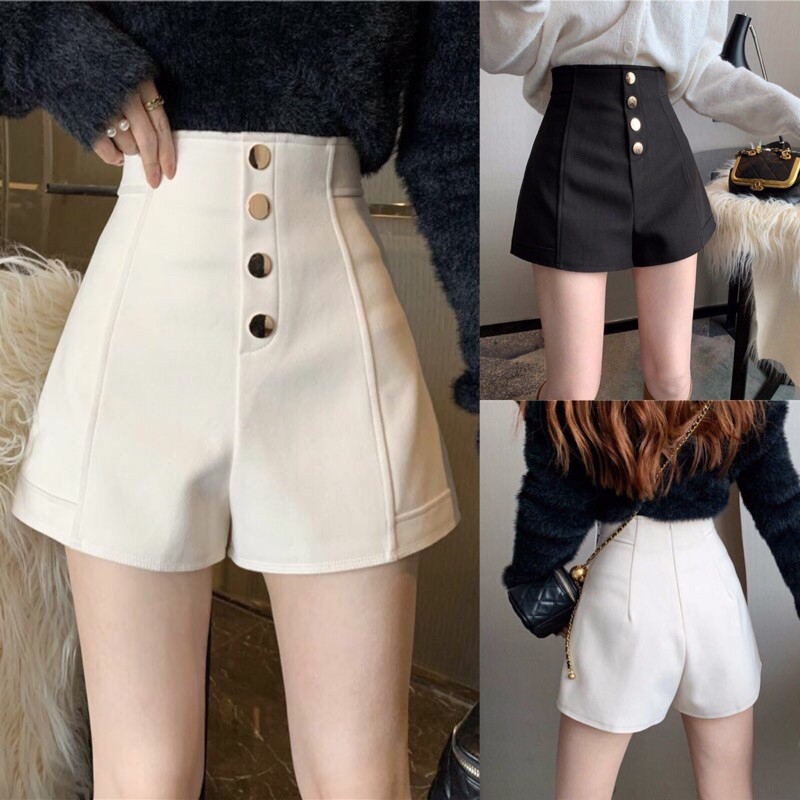 Quần shorts nữ lưng cao khuy giữa , quần sooc nữ cạp cao giúp eo thon mông nảy chân dài miên man,quần đùi nữ mặc đi chơi thời trang chất liệu vải quần tây