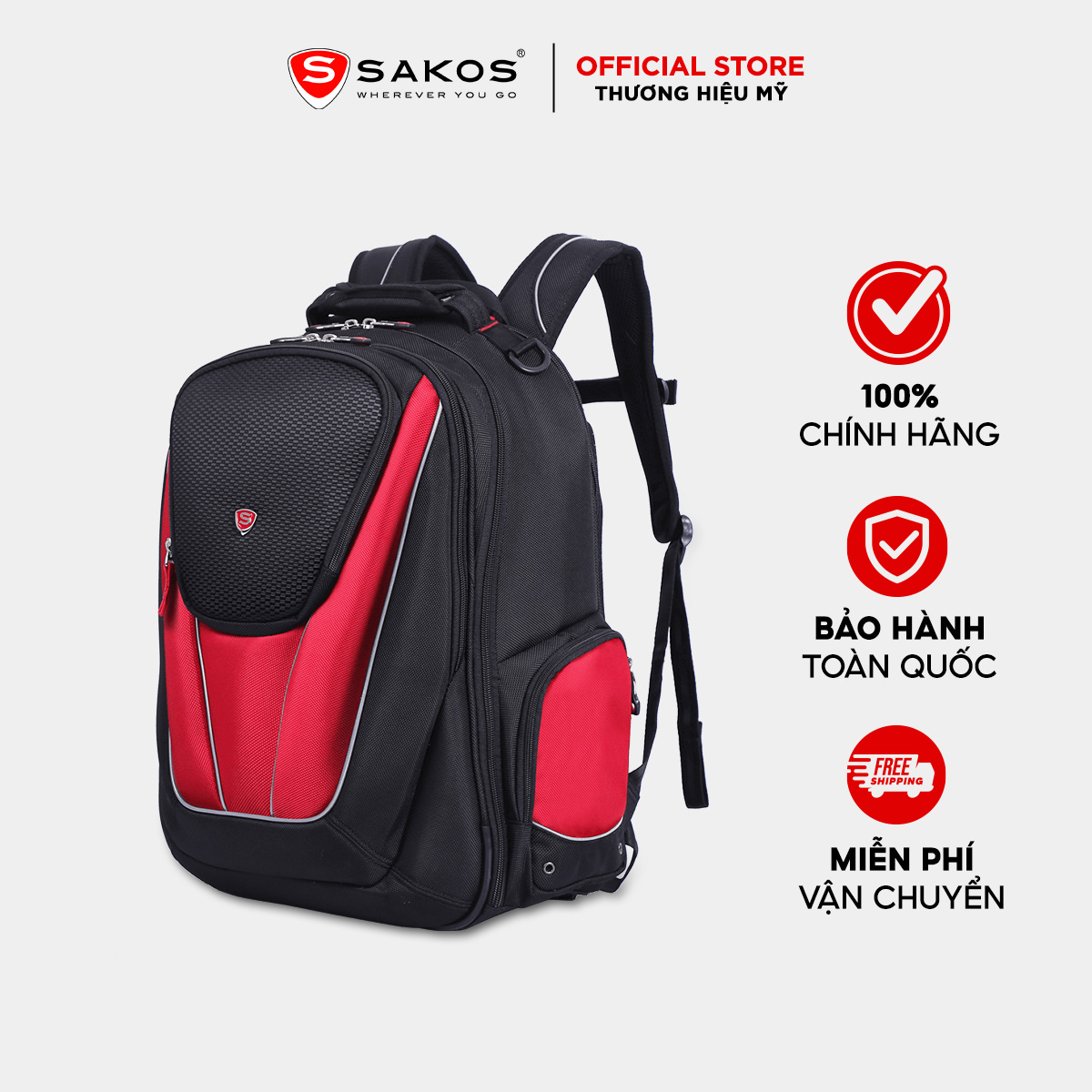  Balo Laptop Du Lịch SAKOS NEO VISTA 17 inch - Chất Liệu Cao Cấp Chống Thấm Trượt Nước Phân Ngăn Thông Minh Ngăn Chống Sốc Laptop Riêng Biệt. 