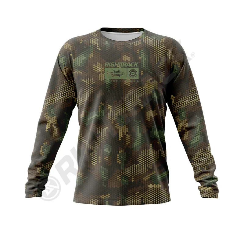 New arrivals righttrack Camo T-Shirt Unisex dài tay áo quần áo Câu cá lưới UPF50 săn bắn leo Cắm Trại Đi Bộ Đường Dài trang phục