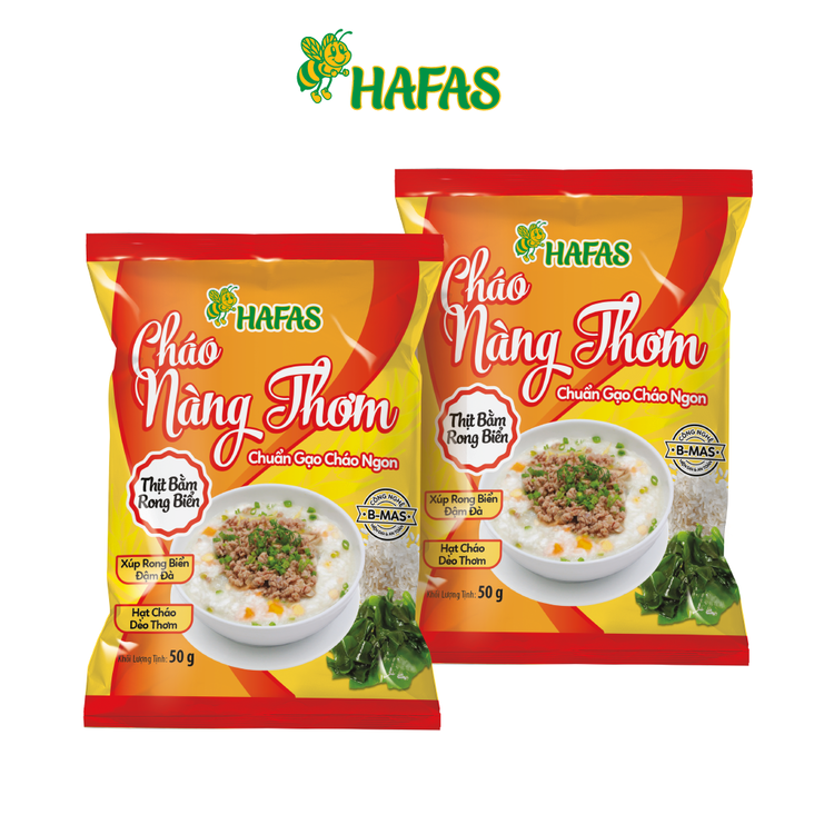 Cháo nàng thơm hafas thịt bằm rong biển - ăn liền - gói 50gr - thùng 50 gói