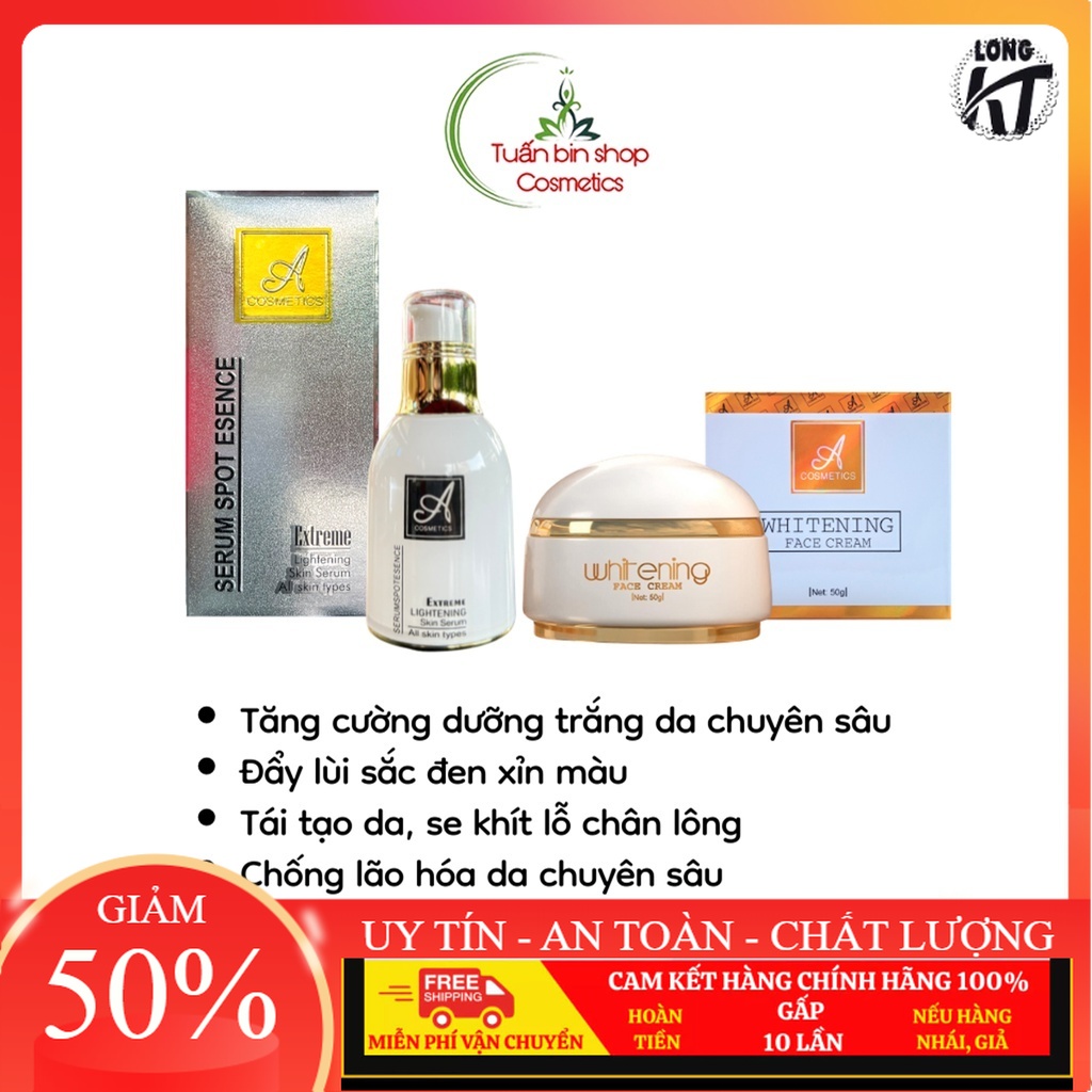 "[ Hàng Chính Hãng A Cosmetics Phương Anh - Giá sĩ ] Bộ đôi Kem face pháp A cosmetics 50g  serum spot esence A phương anh 50ML  Làm mờ nám, tàn nhang, đồi mồi sau 2 tuân sử dụng Cung cấp dưỡng chất, chất chống oxy hóa cao nuôi dưỡng