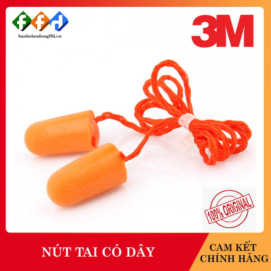 Nút tai chống ồn dạng bọt xốp có dây 3M 1110 giảm tiếng ồn 29dB, hàng chính hãng 3M