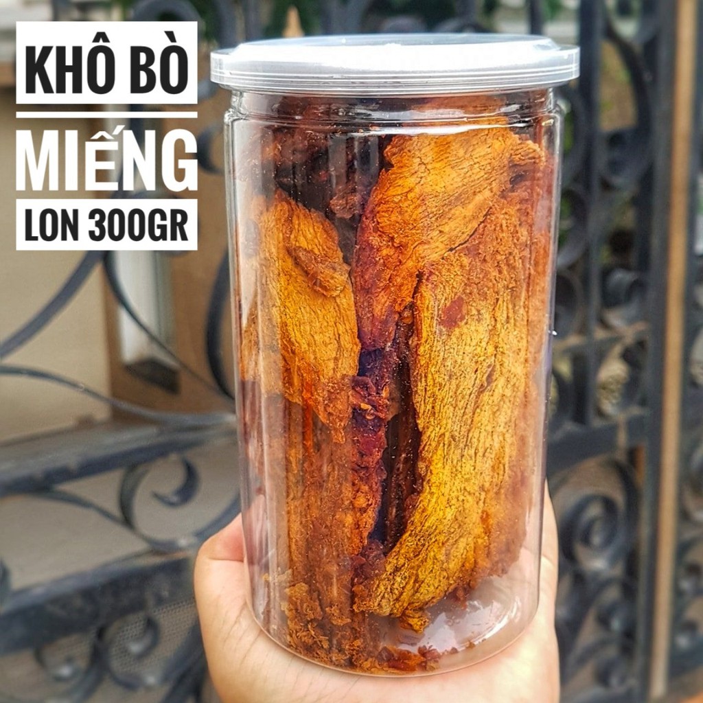 Khô Bò Miếng - Lon 300gr hàng loại 1 mềm thơm ngon