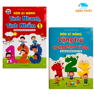 sách - Bộ Rèn Kỹ Năng Tính Nhanh Tính Nhẩm và Cộng Trừ Trong Phạm Vi 100-( 2 quyển)- bí quyết học giỏi toán cho trẻ 5-7 tuổi