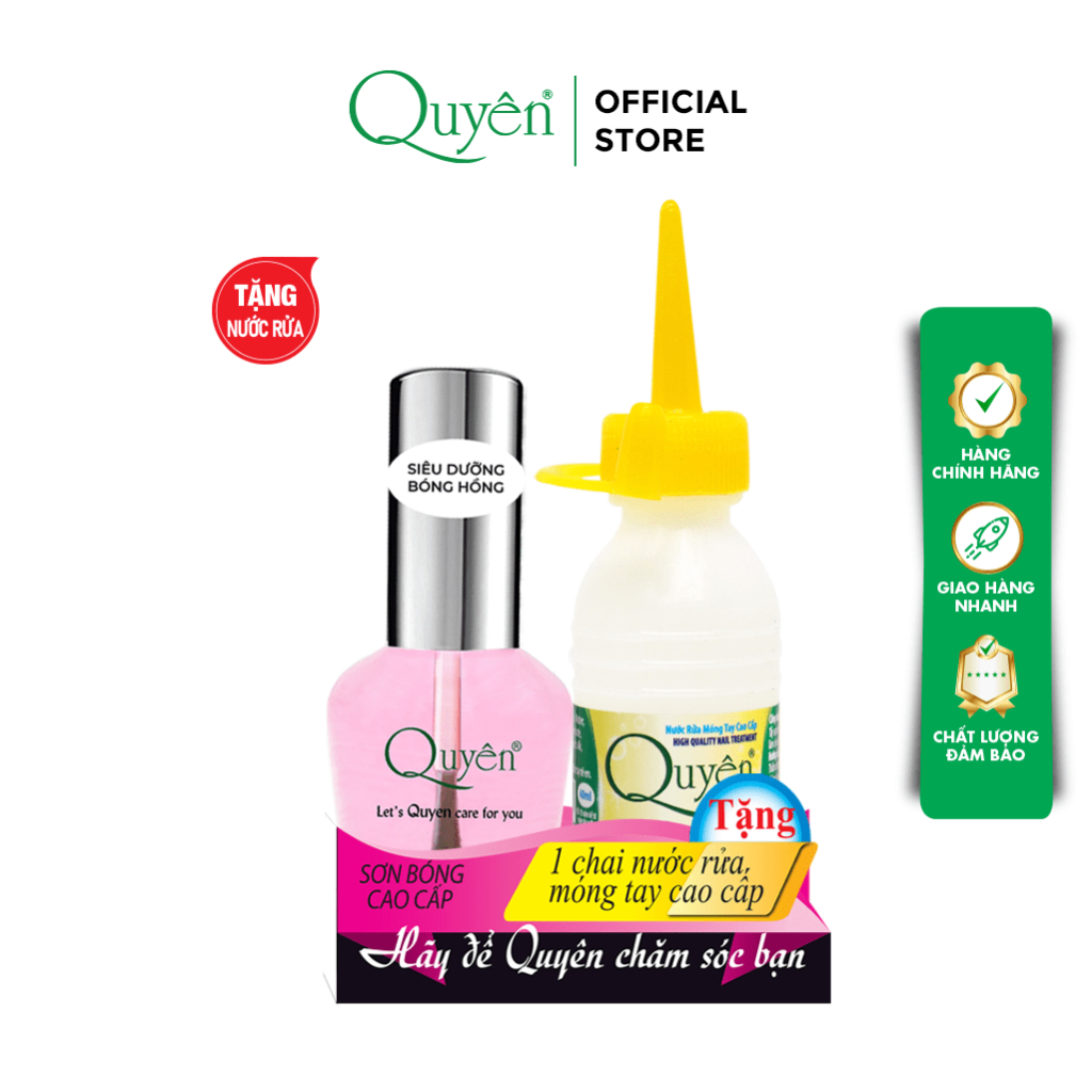 Sơn Siêu Dưỡng Móng Tay Mỹ Phẩm Quyên Chính Hãng Màu Hồng Nhạt QDT201 16ml - TẶNG NƯỚC RỬA MÓNG TAY