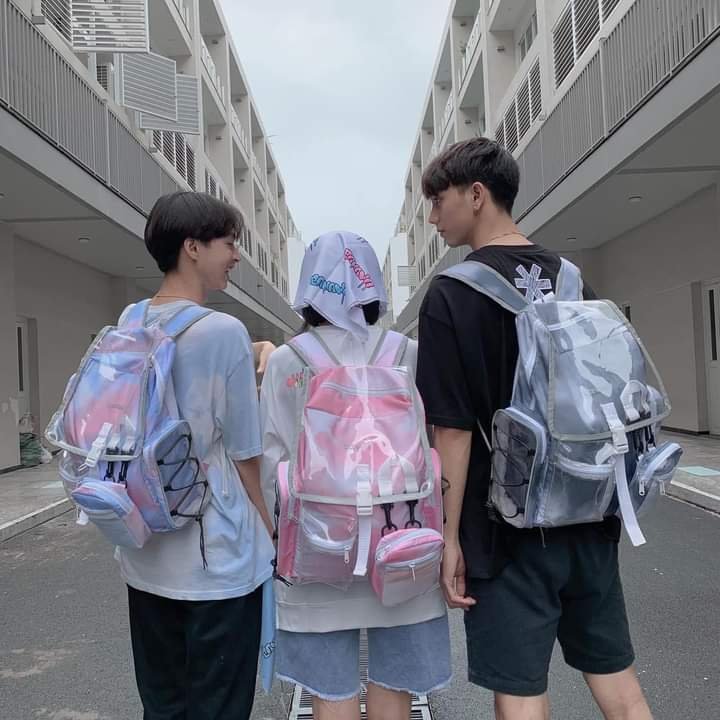 Balo Banawa Tie Dye See Thru Backpack (tặng tag và giấy thơm) (Tím Loang) (Vukita157)