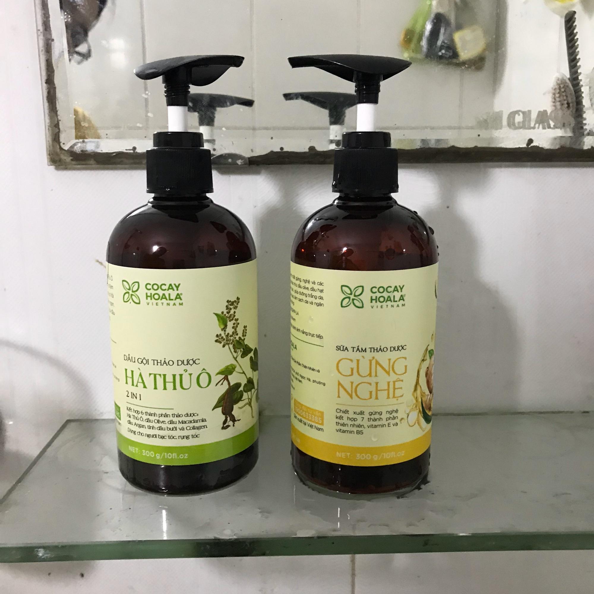 Combo dầu gội hà thủ ô và sữa tắm gừng nghệ