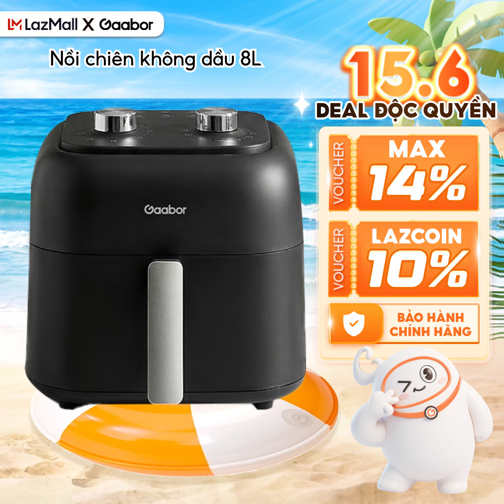 Nồi chiên không dầu 8L Gaabor AF-80M02A dung tích 8 lít công suất 1600W núm điều chỉnh cơ - Bảo hành 12 tháng 1 đổi 1