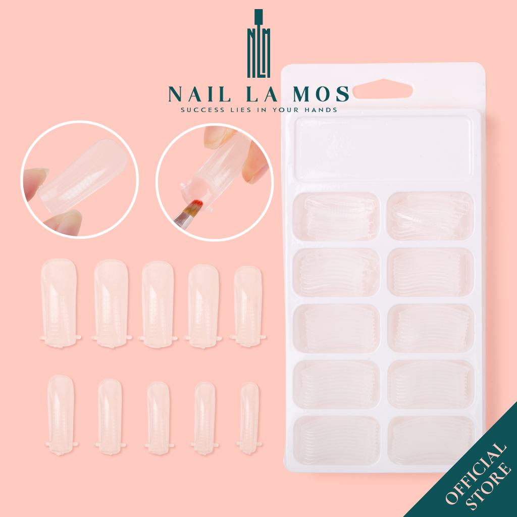 Móng úp gel gôm định hình phom móng - Hộp 100 móng phom chuẩn loại chia vạch có tai dễ sử dụng