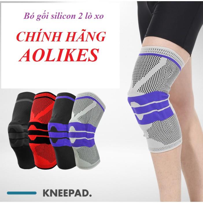 Bó gối xỏ gối silicon 2 lò xo bảo vệ đầu gối thể thao tập gym Aolikes A7721