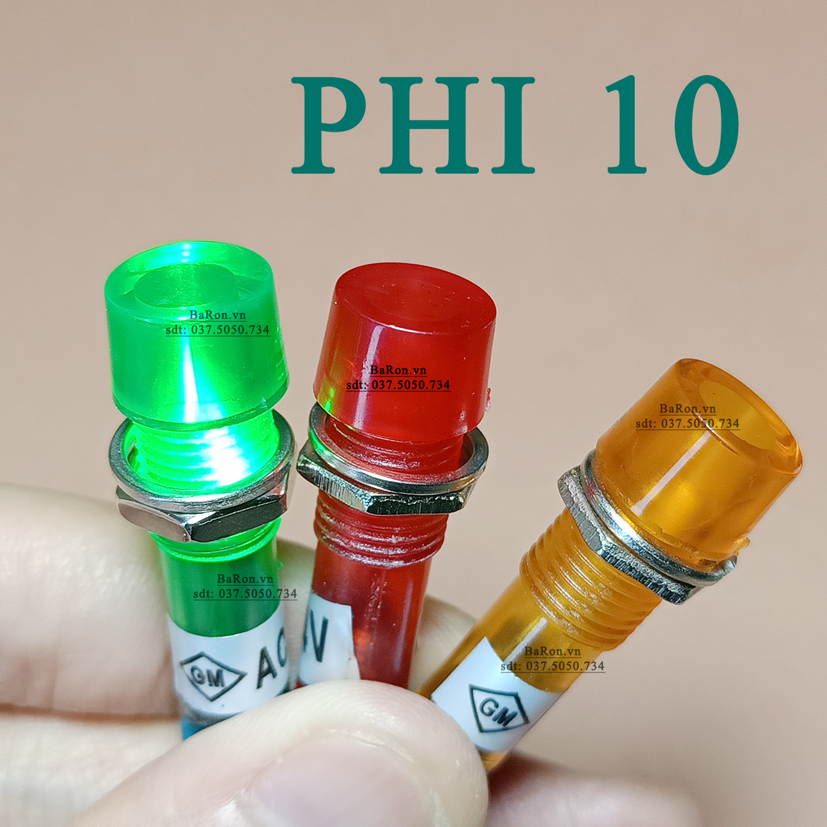 Đèn báo nguồn nhỏ xd10 phi 10mm 12v 24v 220v