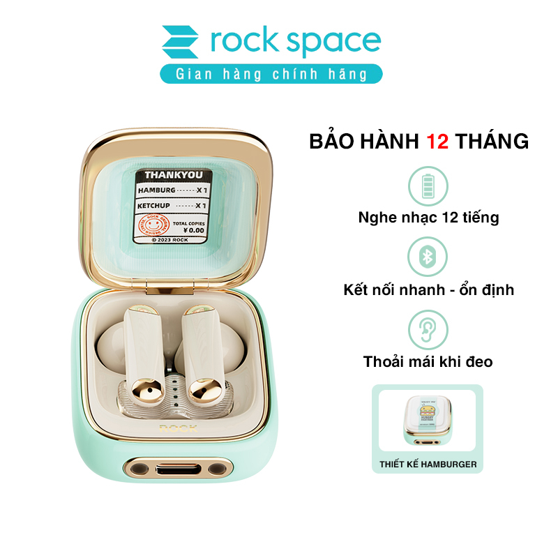 Tai nghe không dây ROCKSPACE  Retro Style True Wireless Stereo Bluetooth nghe nhạc liên tục 12h Hàng chính hãng