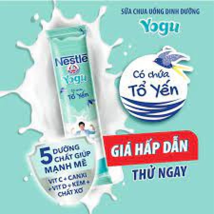 (Thùng 30 que) Sữa chua uống liền YOGU Nestlé chứa Tổ Yến * 85ml date 24.1.2022