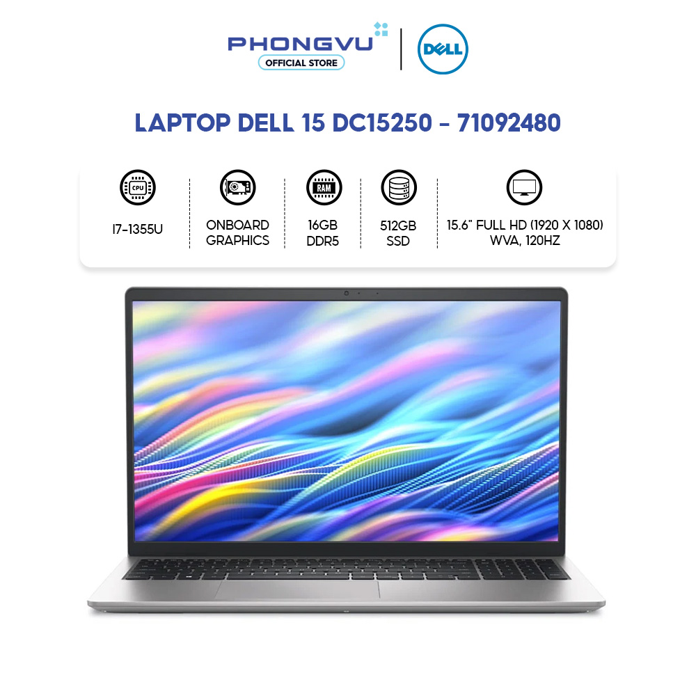 Dell Laptop 15 Dc15250 - 71092480 (I7-1355U/ 16Gb/ 512Gb/ Windows 11 Home + Office + Microsoft) - 12-Month Warranty Giá 25,690,000 Đồng*Miễn phí vận chuyển