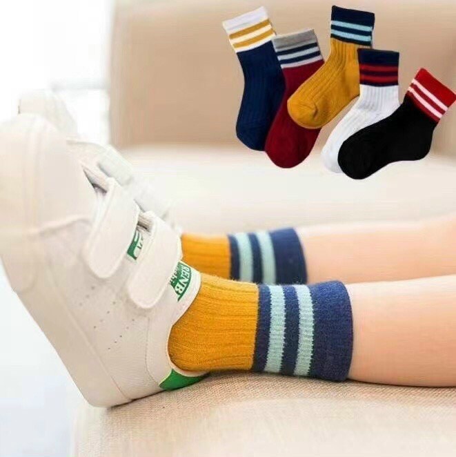 Combo 05 tất gân trẻ em cao cổ siêu xinh