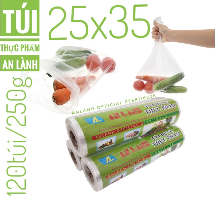 CUỘN TÚI ĐỰNG THỰC PHẨM AN LÀNH(25x35x0.25kg)