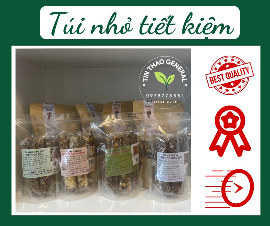 Túi 250gram thanh gạo lứt ngũ cốc - ăn chay được