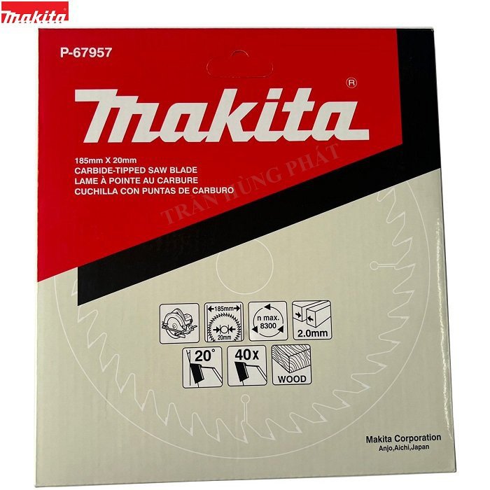 Lưỡi cưa gỗ makita chính hãng 185mm 40 răng p-67957