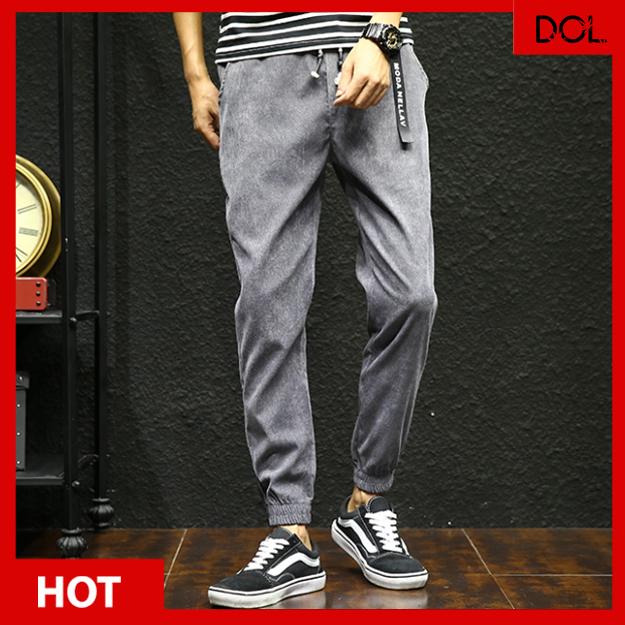 Quần Jogger Nam Mới Phong Cách Hàn Quốc chất vải lụa giả da lộn