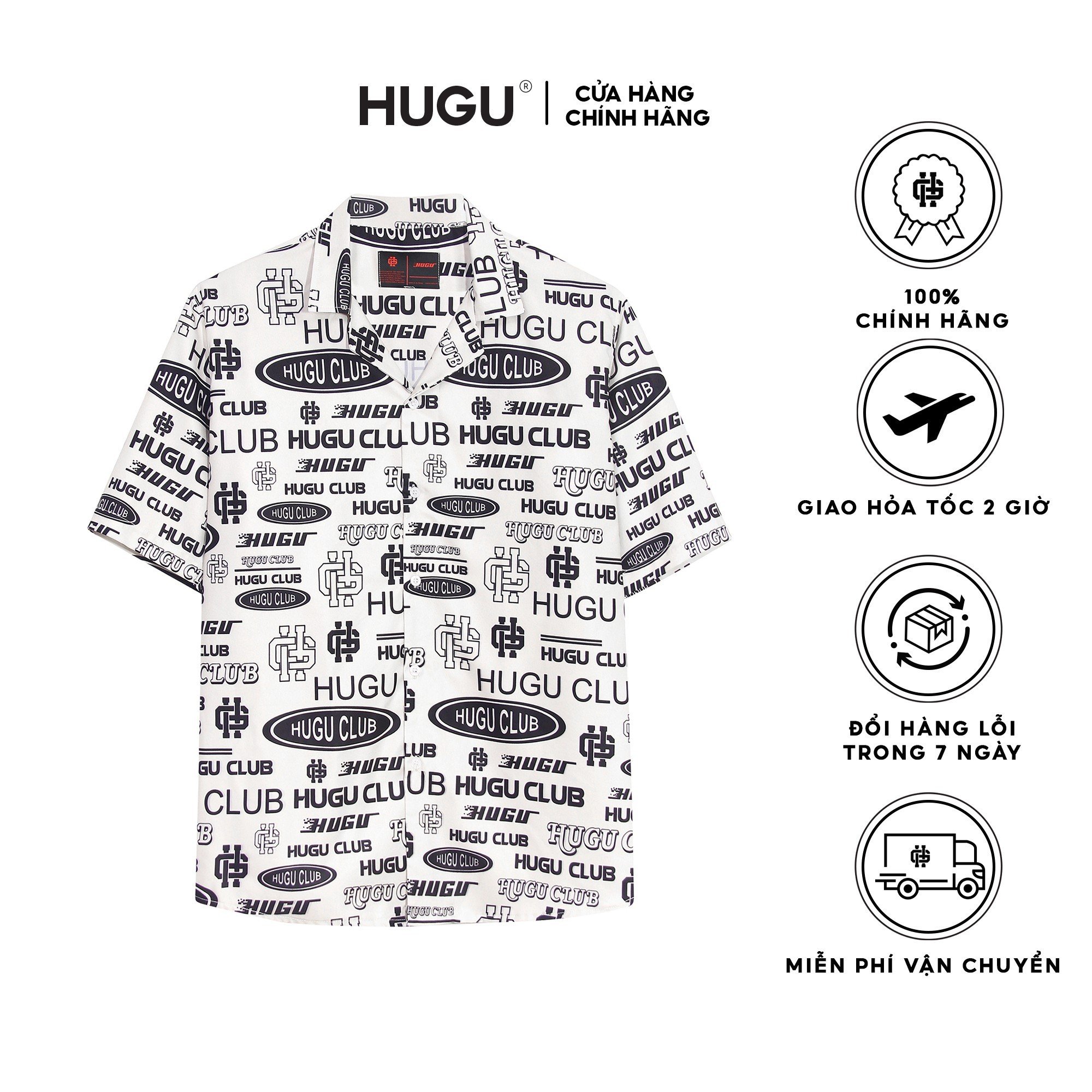 Áo sơ mi circle hugu club - cream - unisex