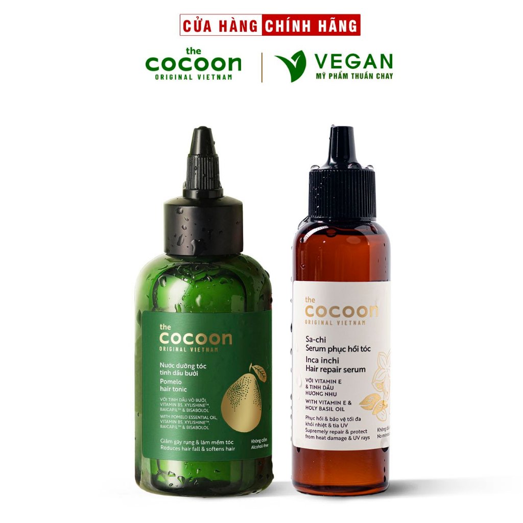 Combo nước dưỡng tóc bưởi pomelo cocoon 140ml + serum sa-chi phục hồi tóc cocoon 70ml