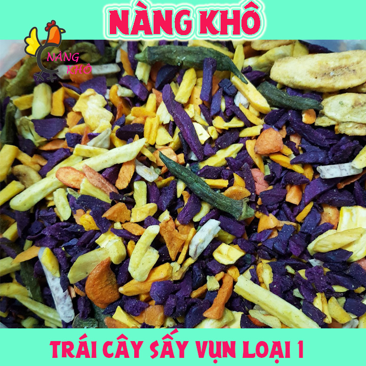 Trái Cây Sấy (500Gr Thập Cẩm Sấy Hàng Vụn) Đủ Vị, Hương Vị Thơm Ngon, 100% Sấy Tự Nhiên Không Đường, Không Chất Bảo Quản | Đồ ăn vặt Nàng Khô
