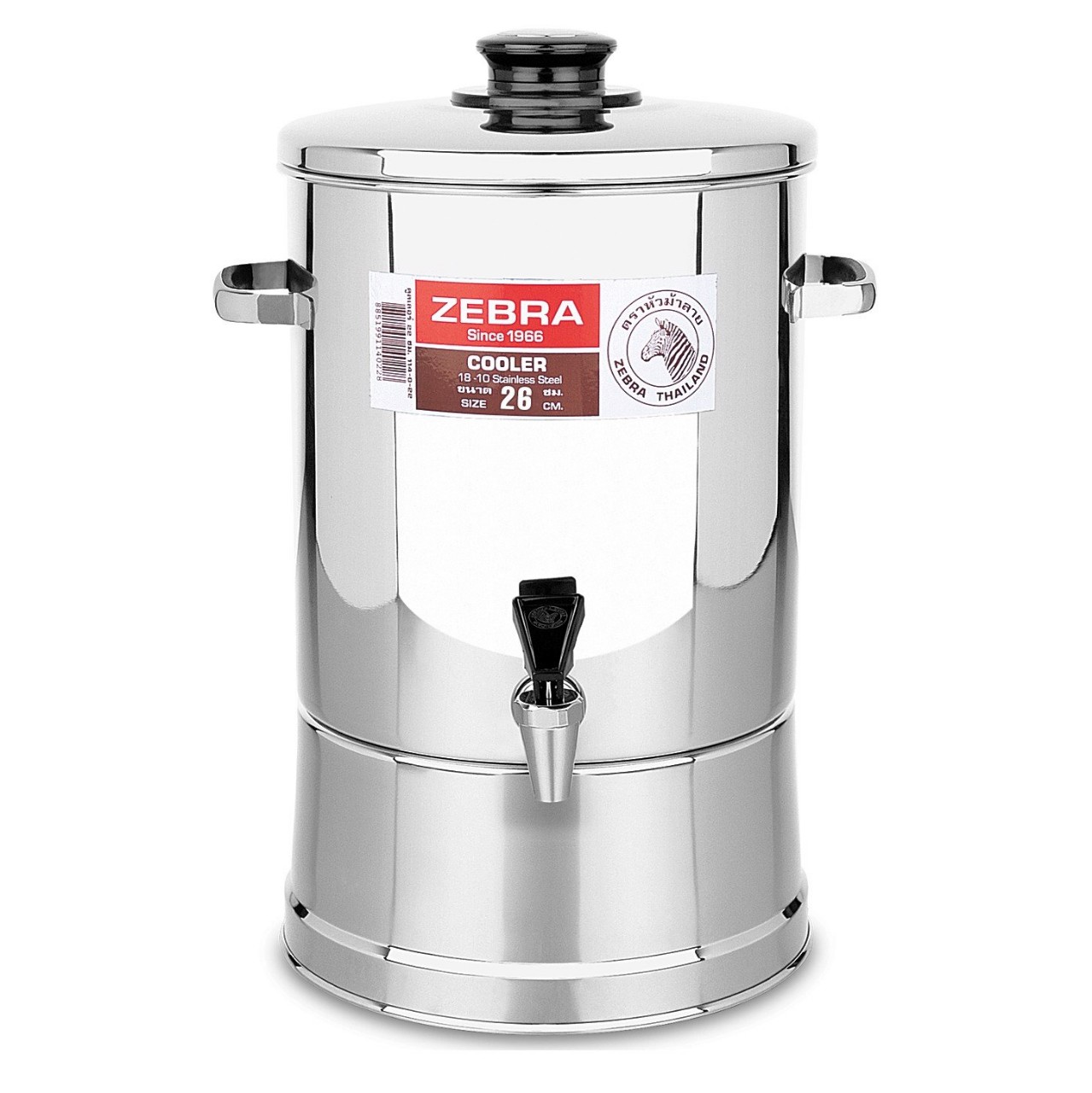 Thùng nước inox 304 Zebra Thái Lan 26cm. 14,3L. có vòi gạt -114026 hàng nhập khẩu