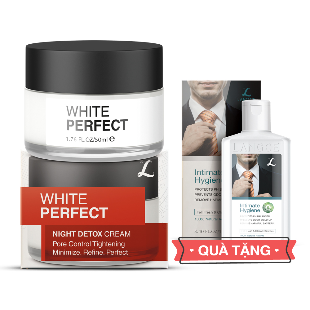 Collagen White Perfect Dưỡng Trắng Thanh Lọc Độc Tố, Se Khít Chân Lông 50ml cho Nam TẶNG Gel Vệ Sinh Vùng Kín Nam 100ml LANGCE