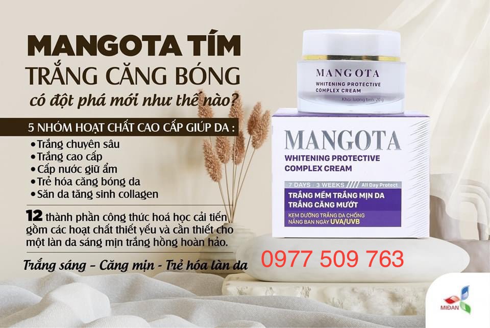 Chính hãng- Kem Dưỡng Trắng Da Chống Nắng Mangota Tím Bạch Ngọc Liên 20gr