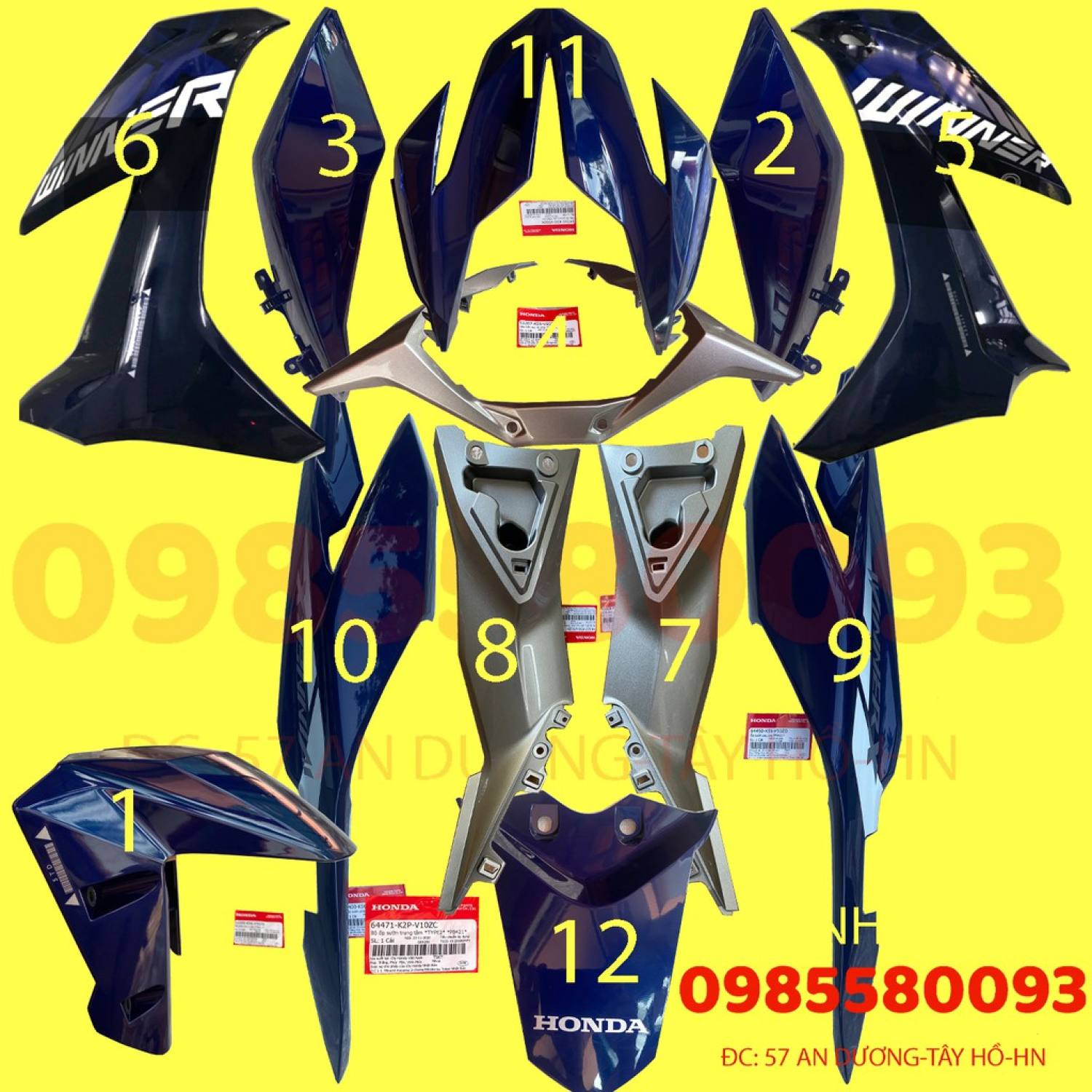Dàn áo, vỏ xe yếm xe winner x xanh bạc đen phiên bản thể thao