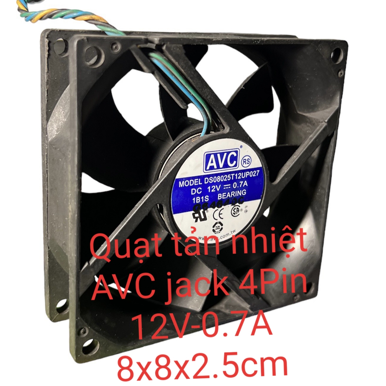 Quạt tản nhiệt avc 12v 0.7a 8x8x2.5cm chính hãng