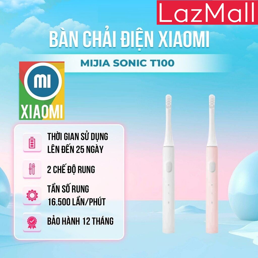 Xiaomi LazMall Chính Hãng Giá Rẻ Bàn Chải Điện Xiaomi Mijia T100 - KHÁNG NƯỚC IPX7 - Bàn Chải Đánh Răng Chăm Sóc răng Miệng Xiaomi Mijia 2 Chế Độ Chải Là Mạnh Mẽ Và Chế Độ Tiêu Chuẩn Sẽ Đáp Ứng Đầy Đủ Nhu Cầu Cho Mỗi Người Dùng Cho Răng Luôn Sạch Sẽ...
