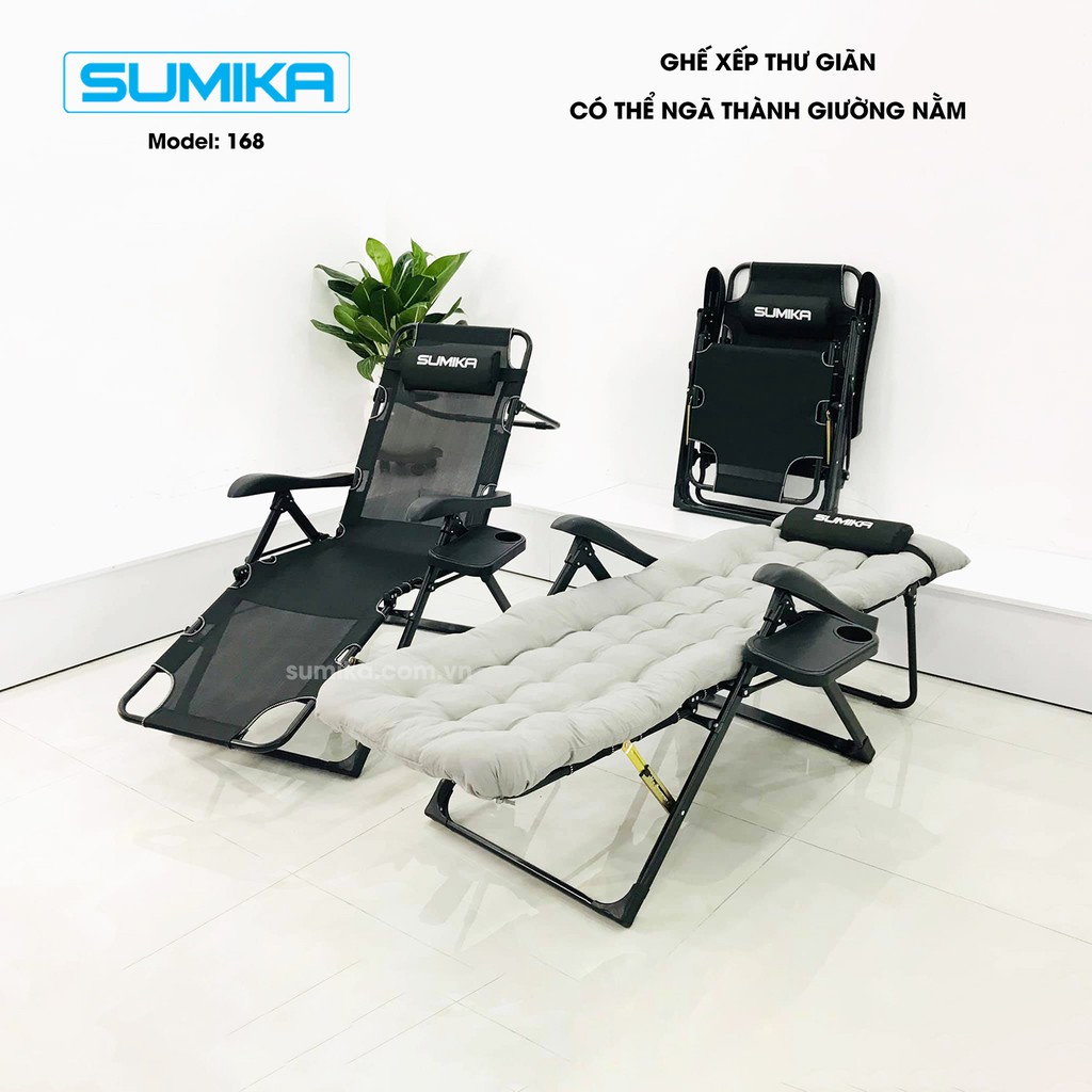 [HCM]Ghế xếp ngã giường SUMIKA 168 168A - tải trọng 300kg có thêm con lăn massage tay cho mẫu 2020