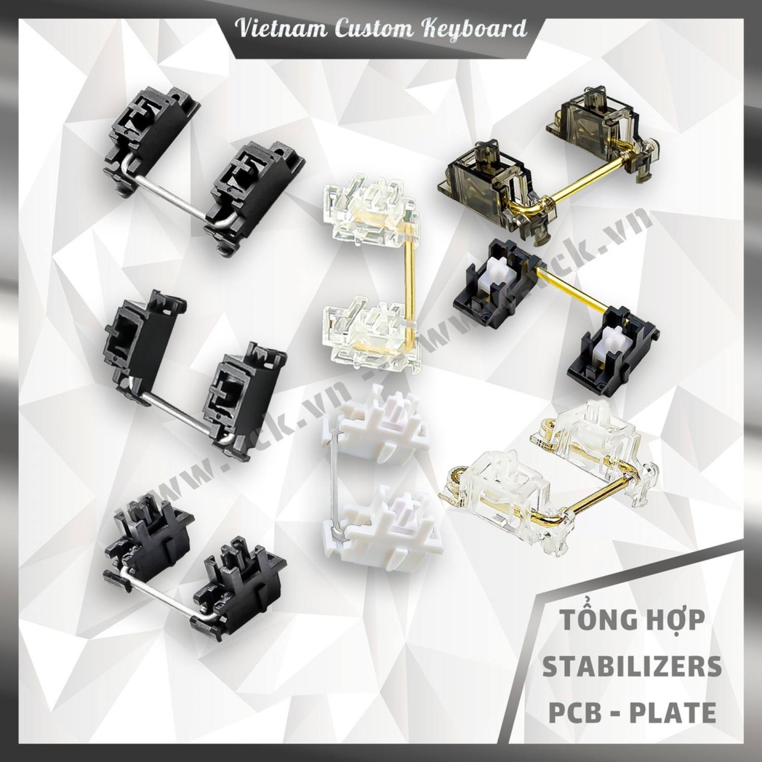 20 loại stab bàn phím cơ | cherry/gateron/durock/everglide | snap-in/screw-in | pcb mount/plate mount | vck