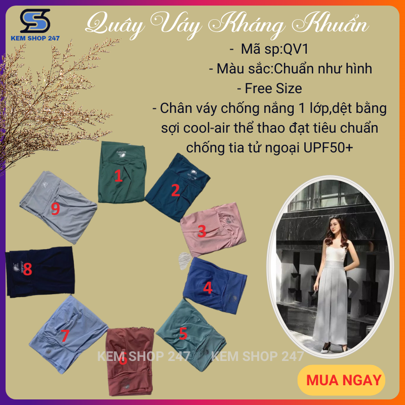 Quây váy chống nắng thông hơi Airism chất liệu vải thông hơi cao cấp