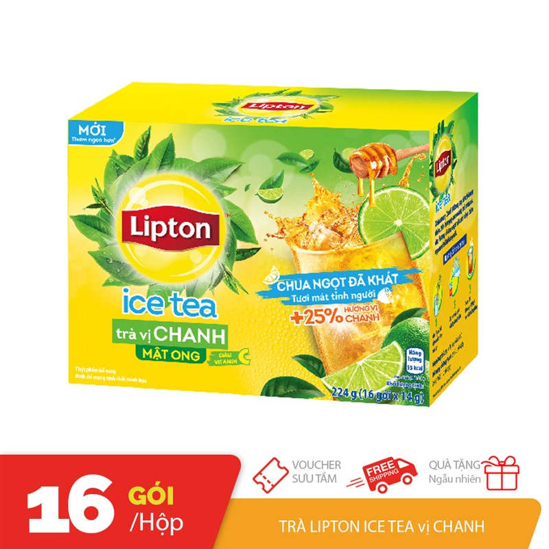 Hộp 16 gói Trà Lipton Ice Tea vị Chanh mật ong đã khát giàu vitamin C
