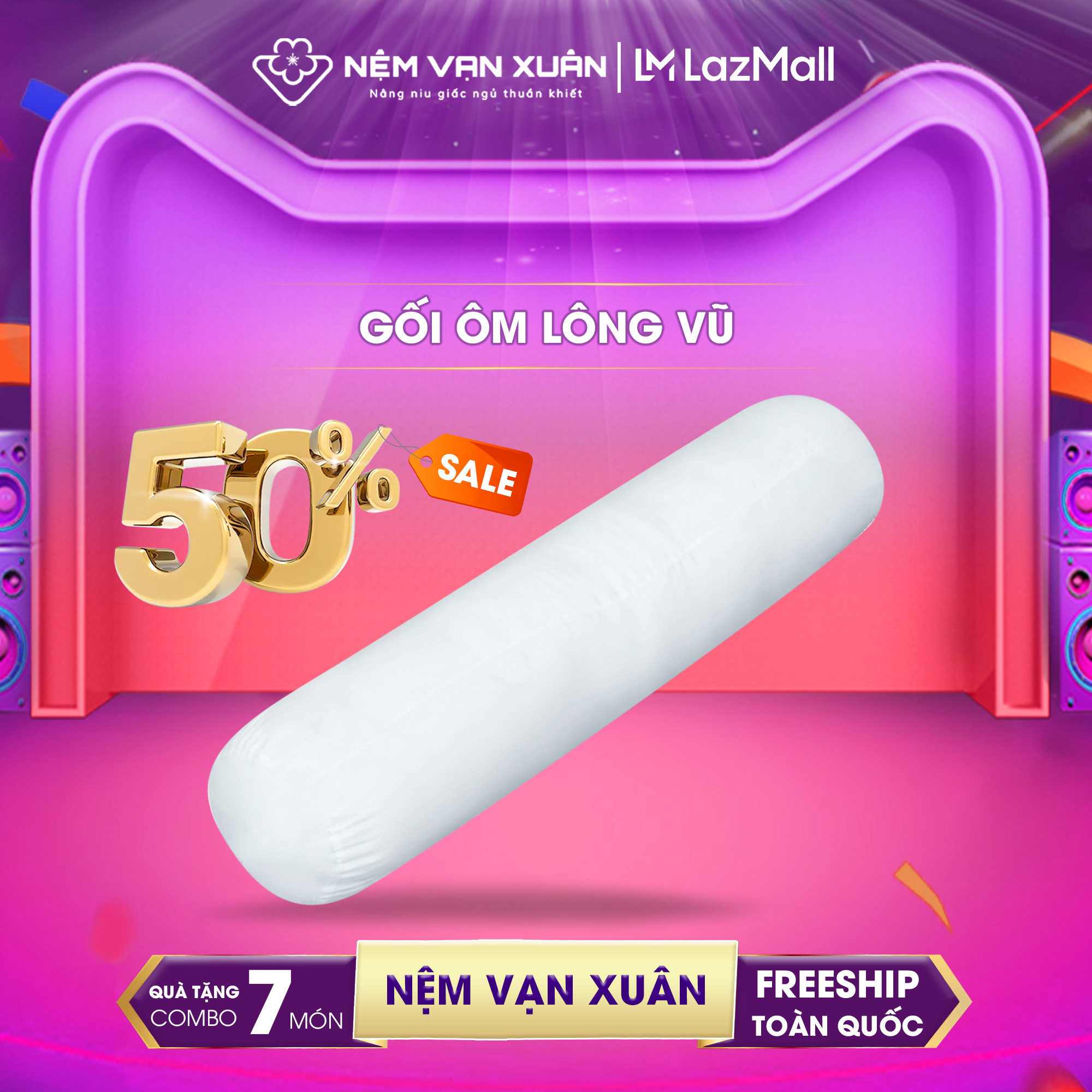 Gối ôm lông vũ vạn xuân bông vũ nhân tạo êm ái kháng khuẩn
