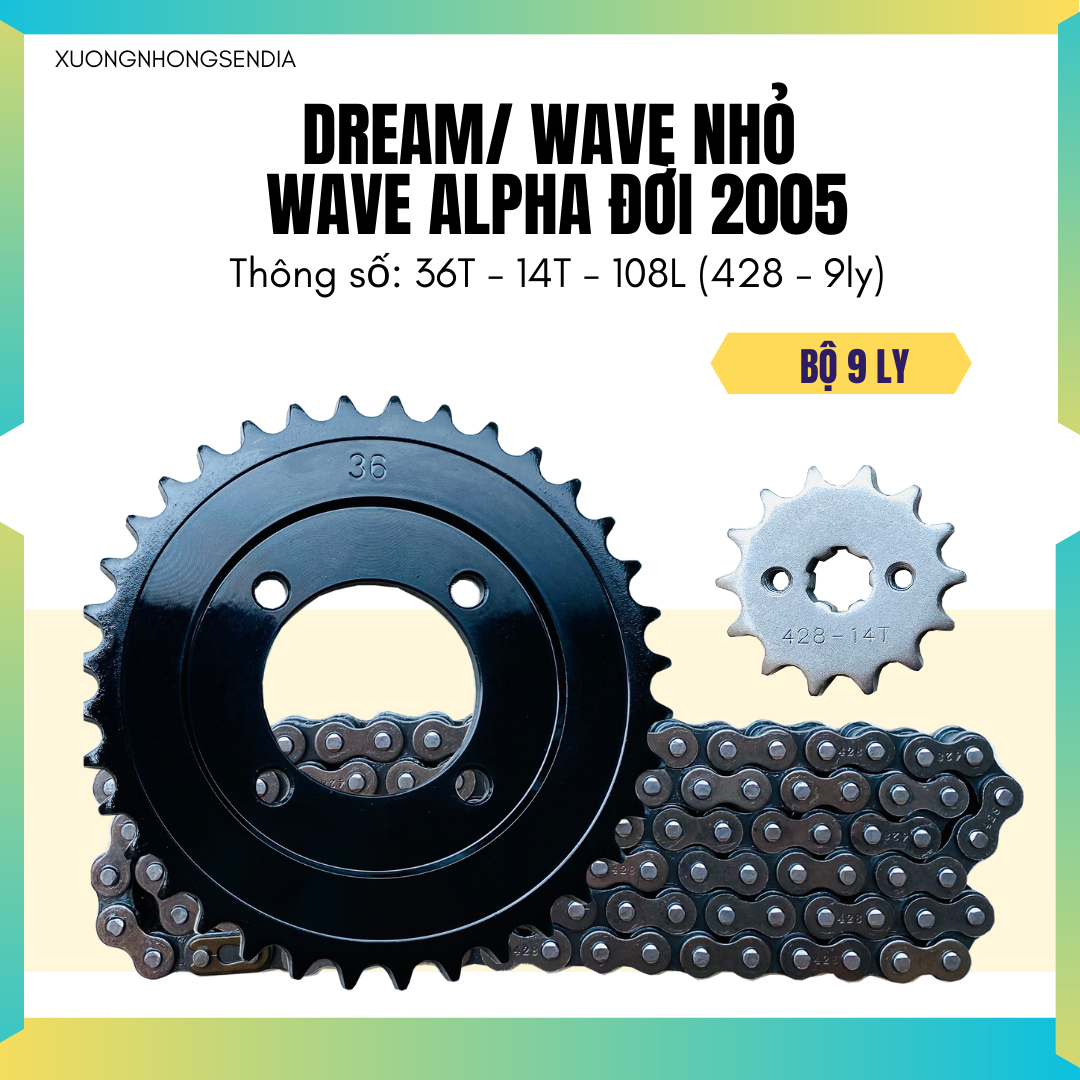Bộ nhông sên dĩa dream / wave alpha đời 2005/ wave nhỏ/ wave trung quốc