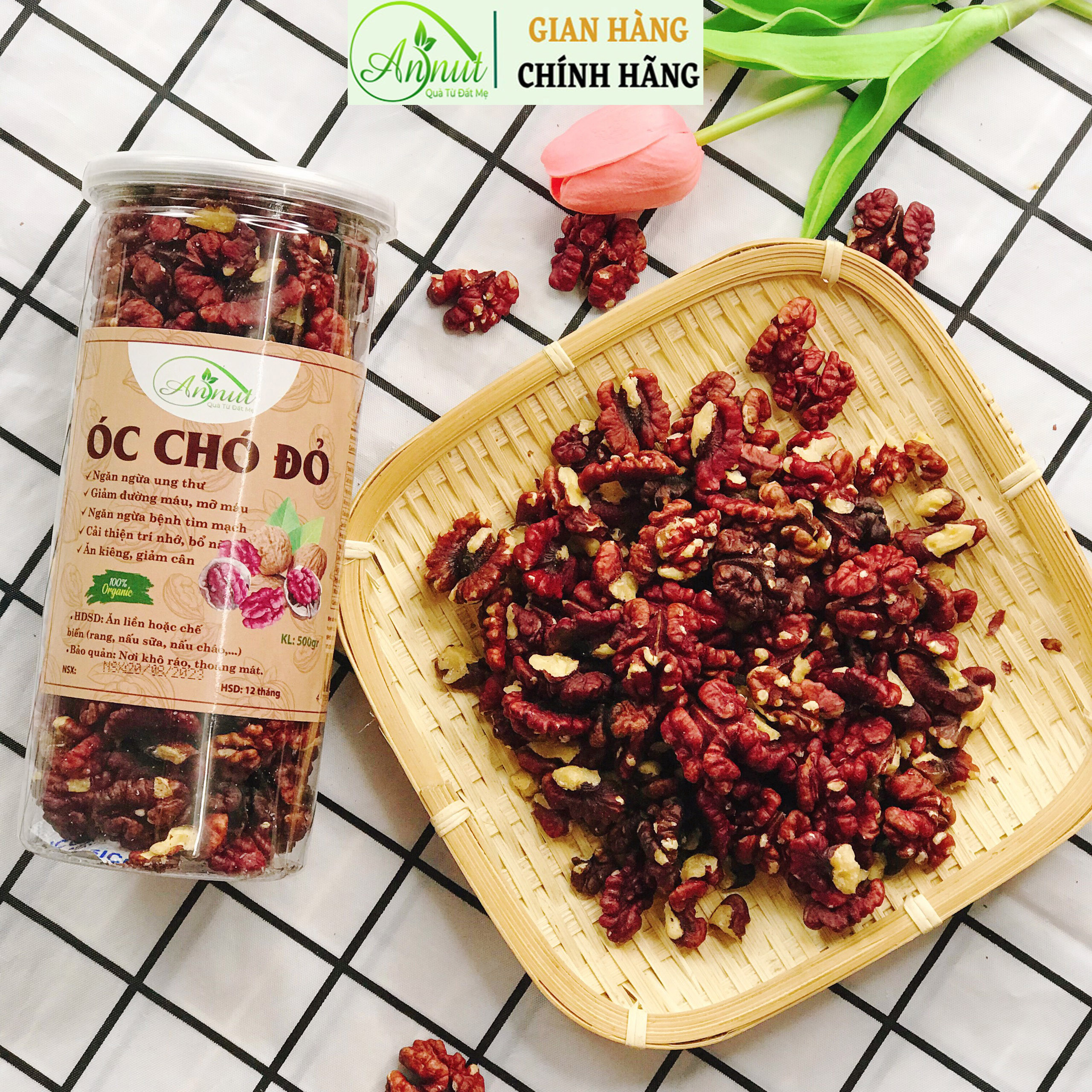 Hạt óc chó đỏ Mỹ chĩnh hãng ANNUT 500G Hàng nhập khẩu cao cấp Date mới thơm ngon